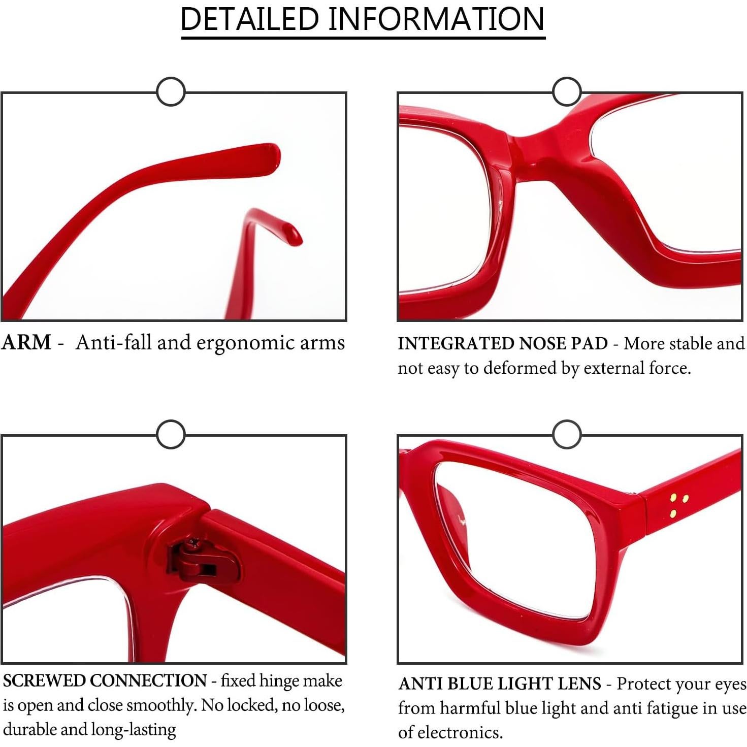 Gafas de Lectura REAVEE 2 Pack Unisex Bloqueo Luz Azul 3.0x