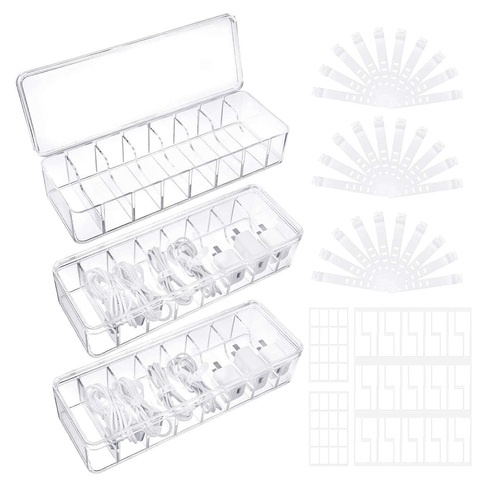 Caja Organizadora de Cables ProSuites 3 Pcs Transparente 26x10x6 cm
