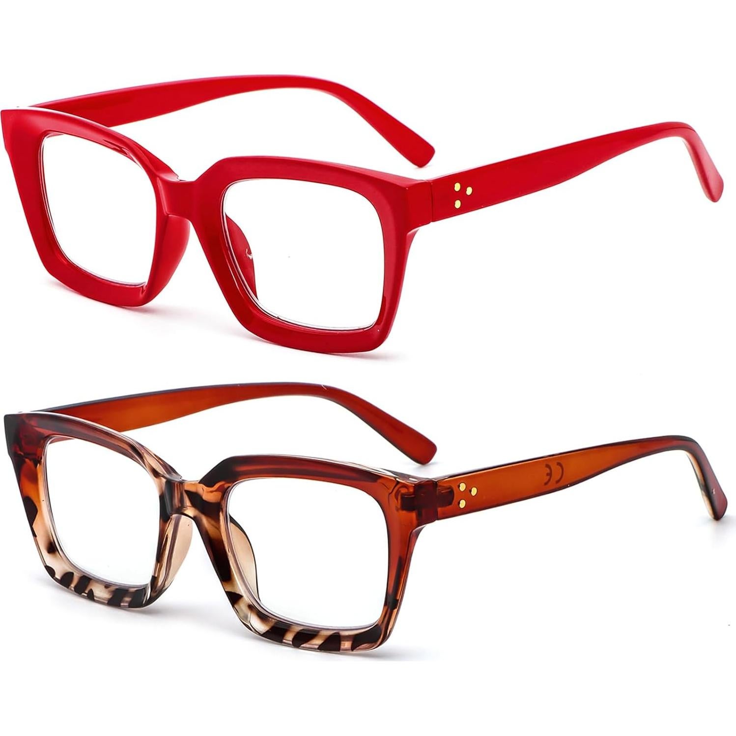 Gafas de Lectura REAVEE 2 Paquete Estilo Retro Bloqueo Luz Azul