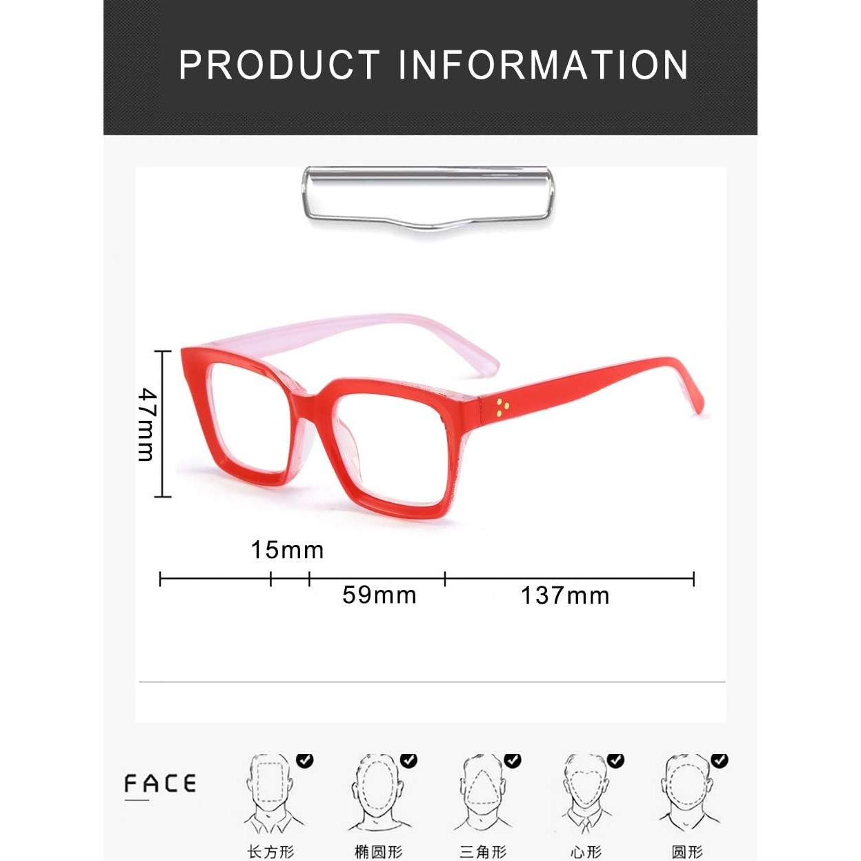 Gafas de Lectura REAVEE 2 Pack Estilo Retro 1.75x Rojo/Café