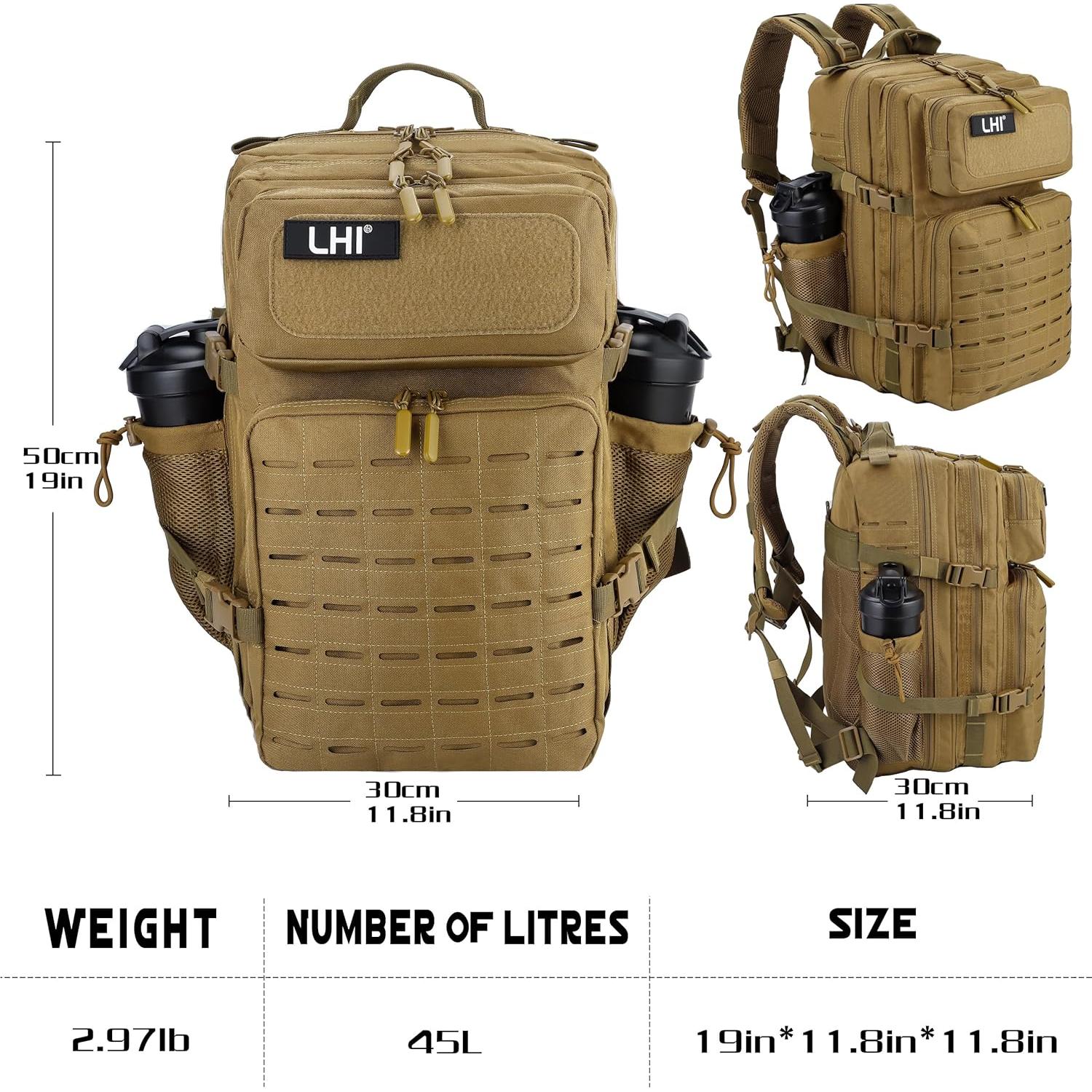 Mochila Táctica Militar LHI 45L Impermeable para 3 Días