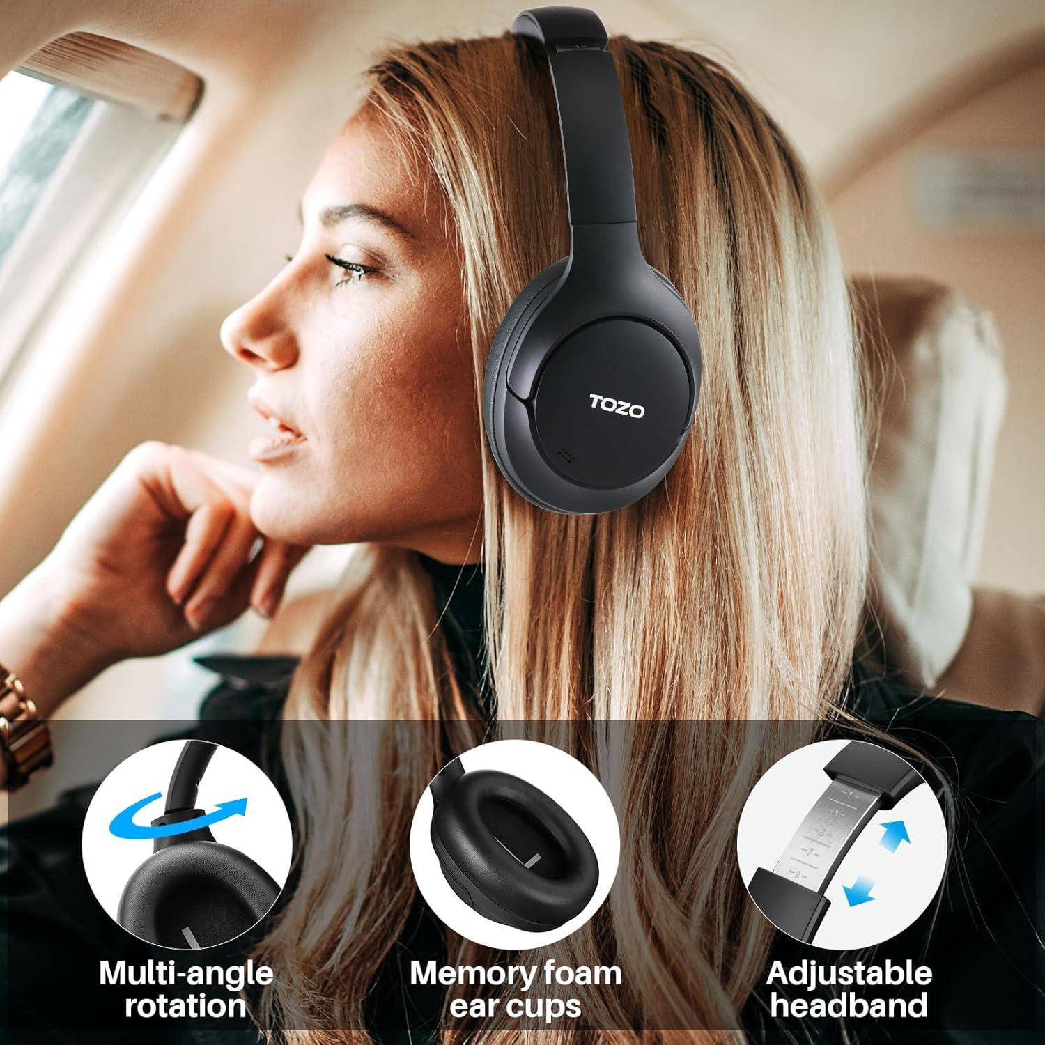 Auriculares TOZO HT2 Inalámbricos ANC 60H Bluetooth Negro