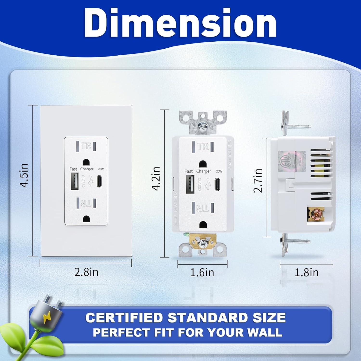Toma de Corriente USB 3GRACE 15A Dúplex Blanca Paquete 10