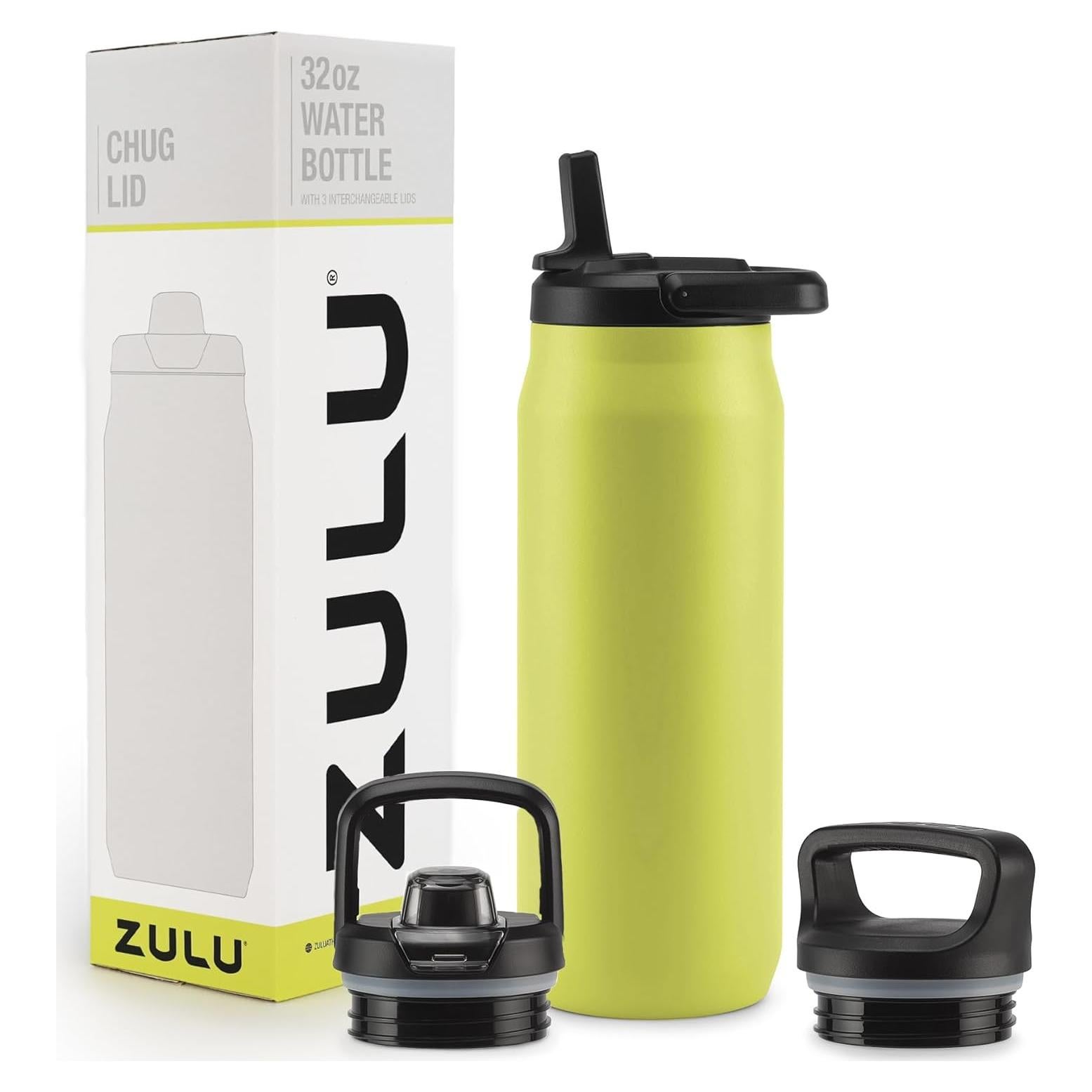 Botella de Agua ZULU Core 32oz Acero Inoxidable con 3 Tapas