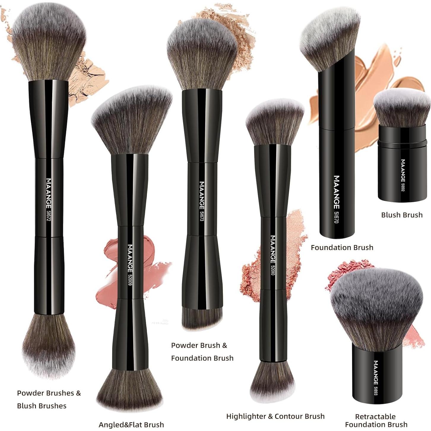 Set de Brochas de Maquillaje MAANGE 7 Piezas Kabuki Negro