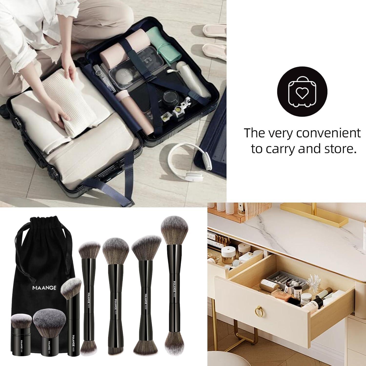 Set de Brochas de Maquillaje MAANGE 7 Piezas Kabuki Negro