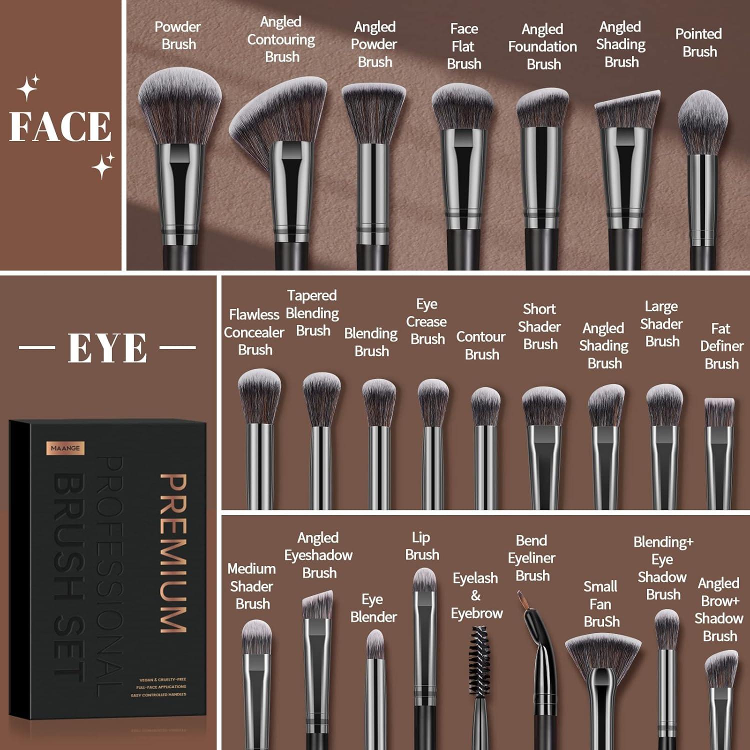 Set de 25 Pinceles de Maquillaje MAANGE Sintéticos Premium
