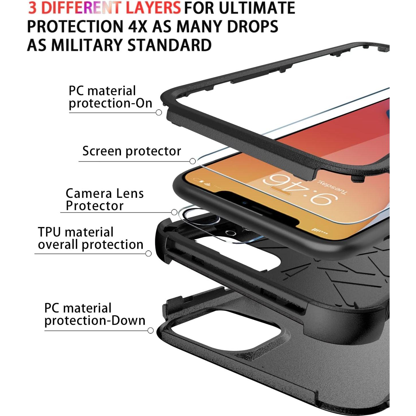 Funda Diverbox para iPhone 11 Protección 3 en 1 Negra