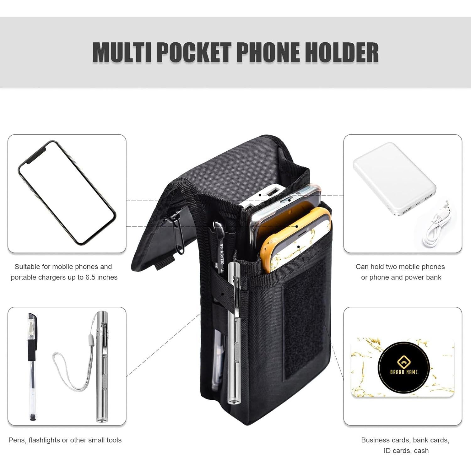 Funda Doble KATOLK XL para Teléfono Negro Multifuncional