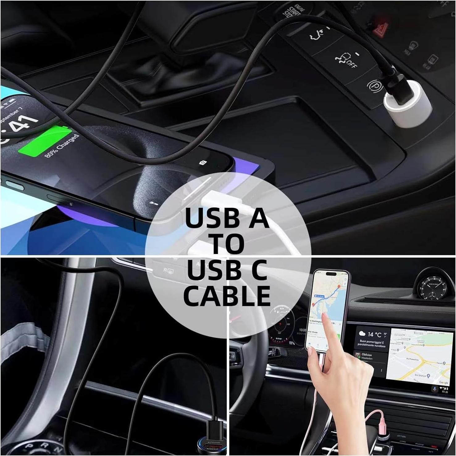 Cable Carplay USB A a C para iPhone 15 16 - 1 m Blanco