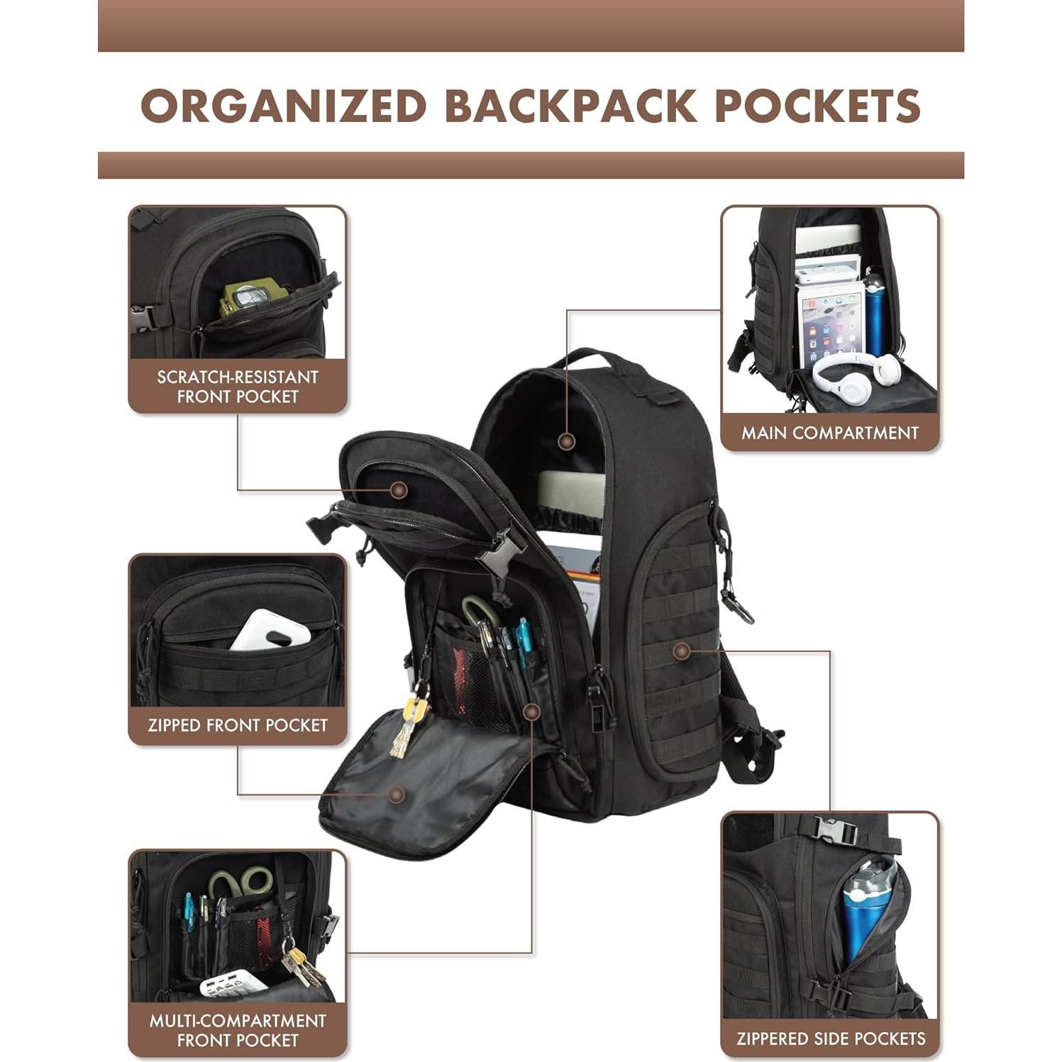 Mochila Táctica Trailkicker 35L Negra para Portátil