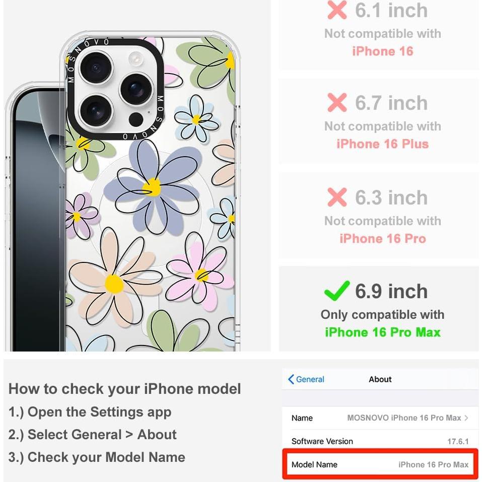 Funda MOSNOVO para iPhone 16 Pro Max - Protección Militar