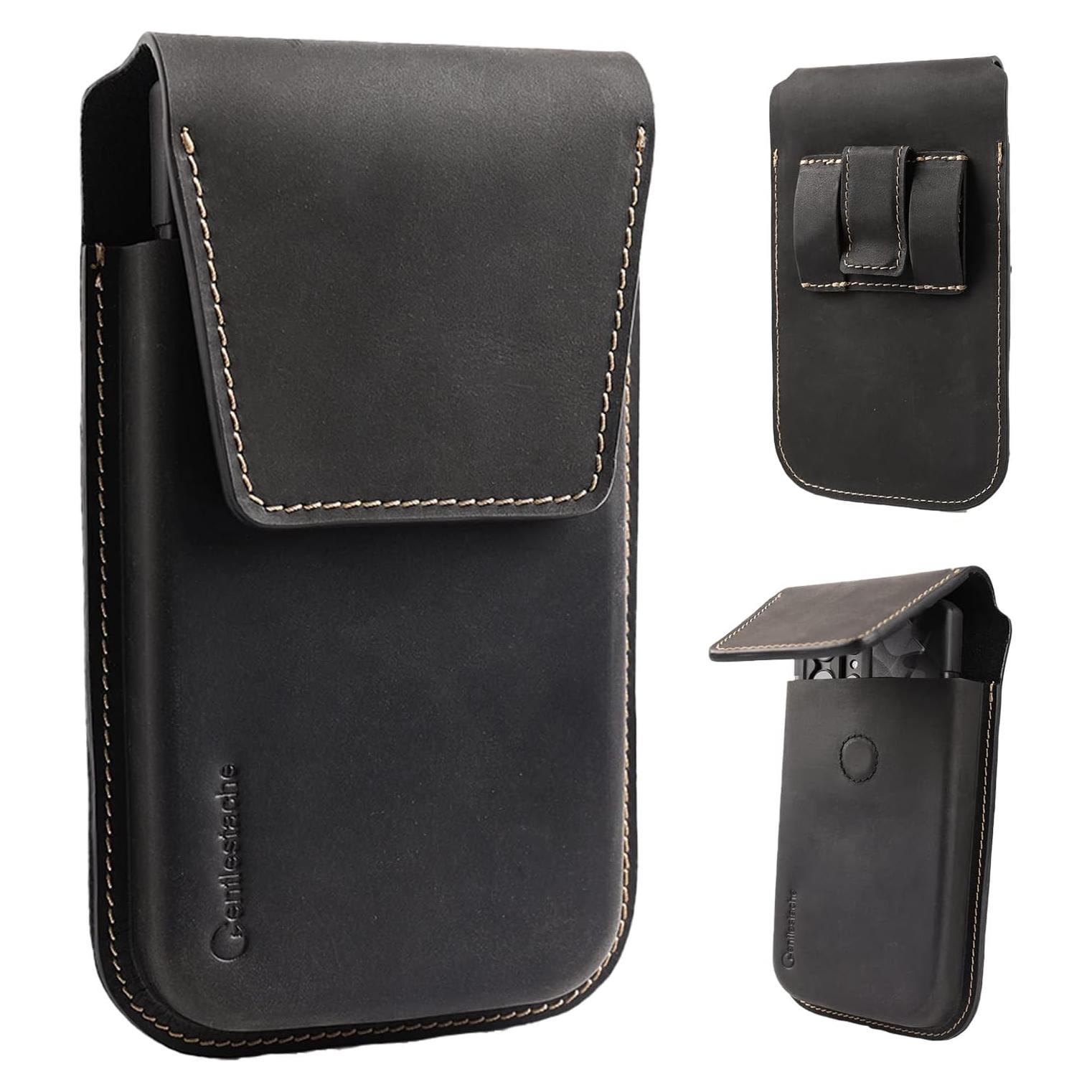 Funda de cuero Gentlestache XL para teléfono negro