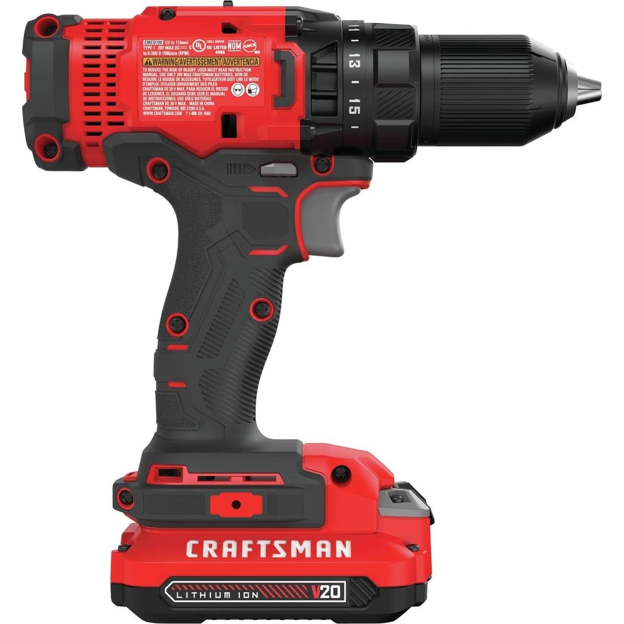 Taladro Atornillador Inalámbrico Craftsman V20 20V 1,27 cm