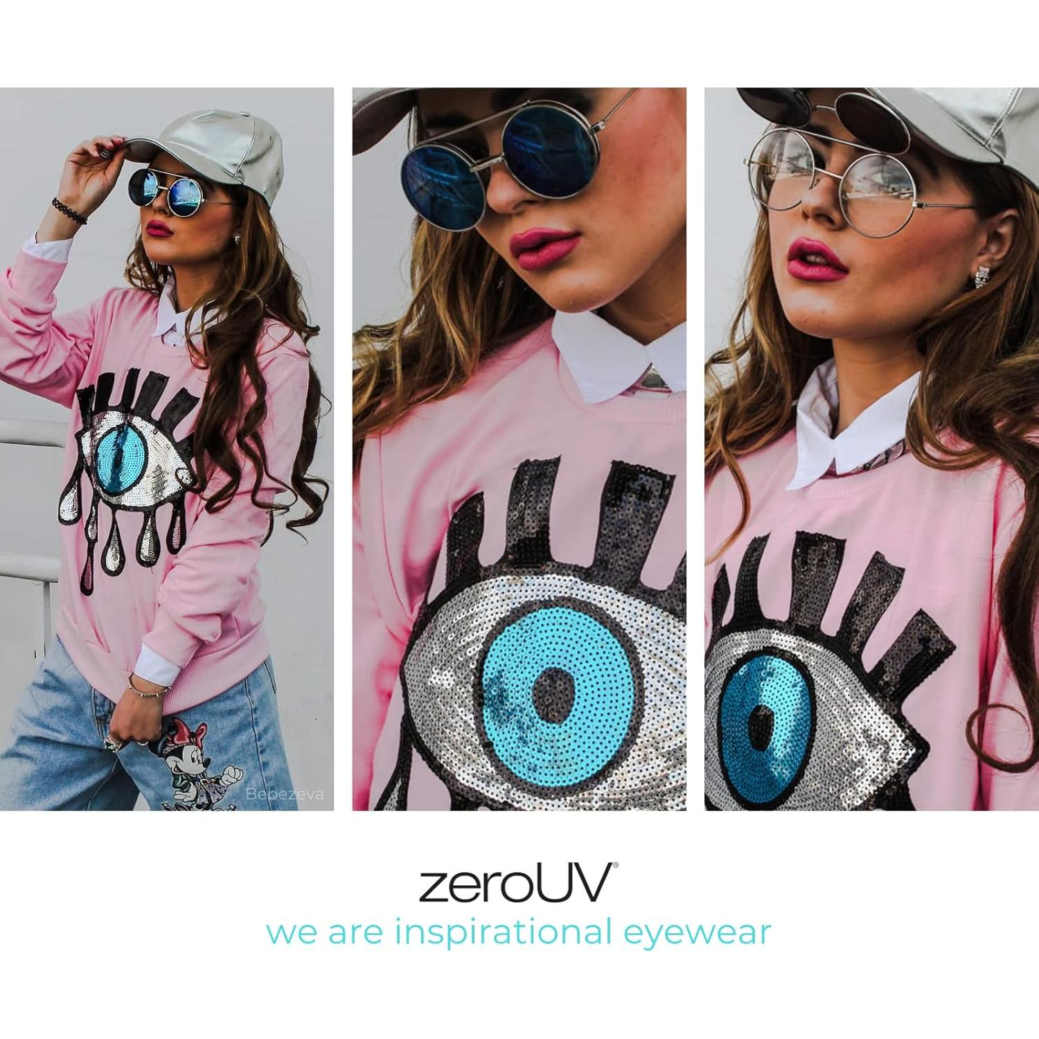 Gafas de Sol Flip-Up Redondas ZeroUV UV400 Negro Fuego