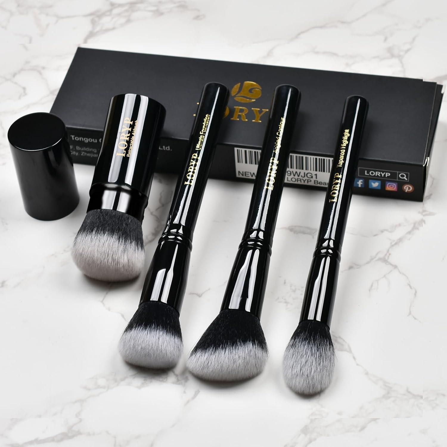 Set de 4 Pinceles de Maquillaje LORYP con Aerógrafo y Bolsa
