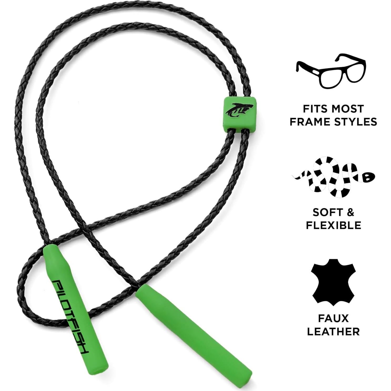 Correa de Gafas de Cuero Pilotfish - Ajustable Unisex Verde