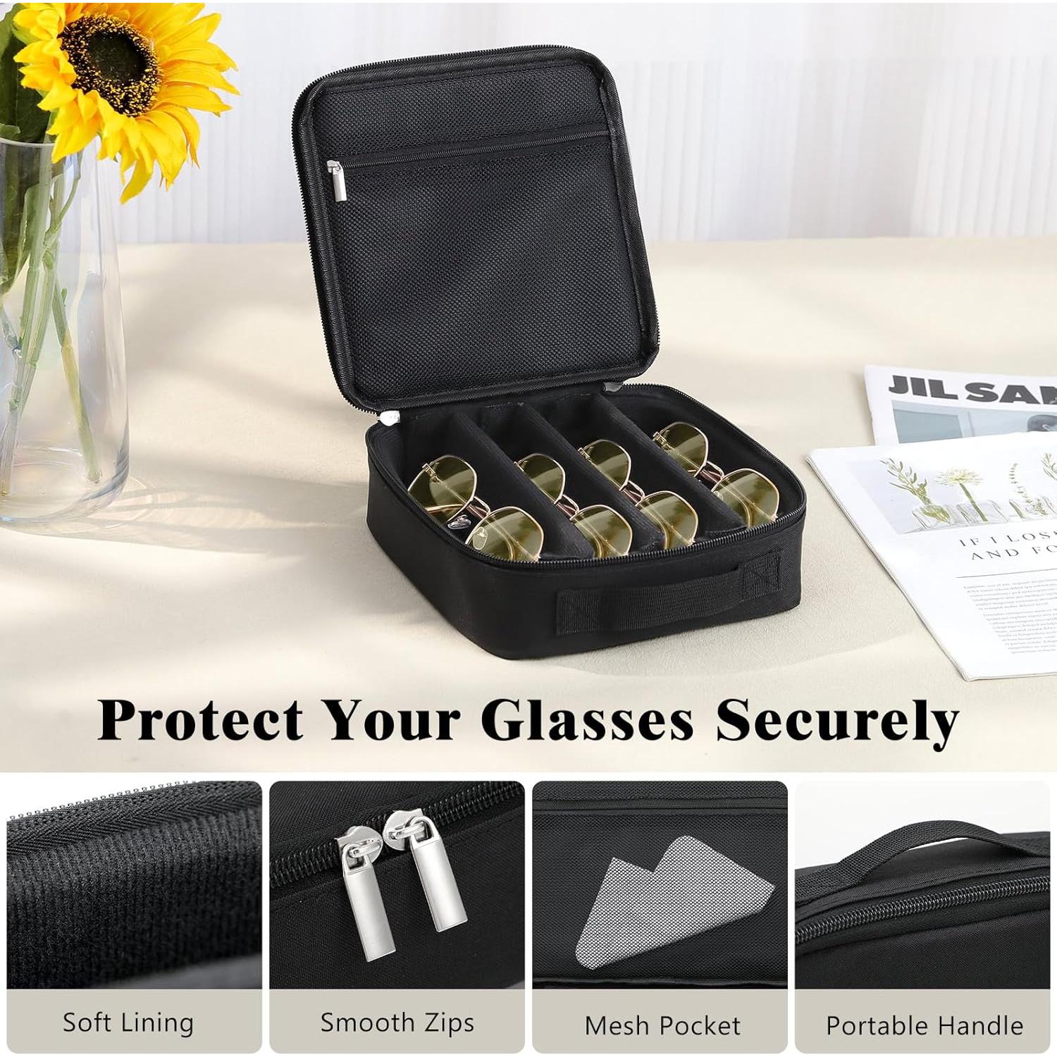 Estuche Organizador de Gafas MoKo Negro 4 Ranuras 27.5x18cm