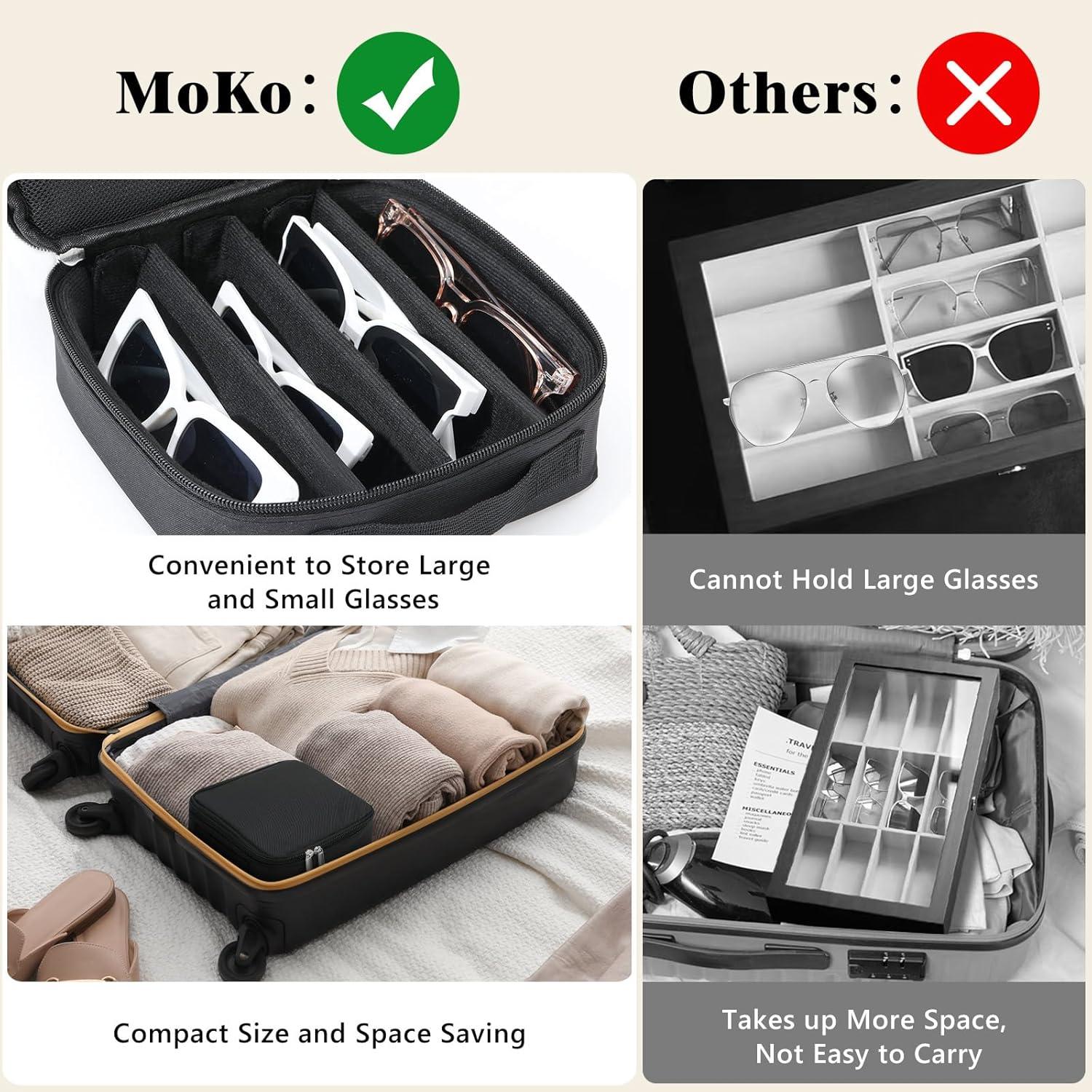 Estuche Organizador de Gafas MoKo Negro 4 Ranuras 27.5x18cm