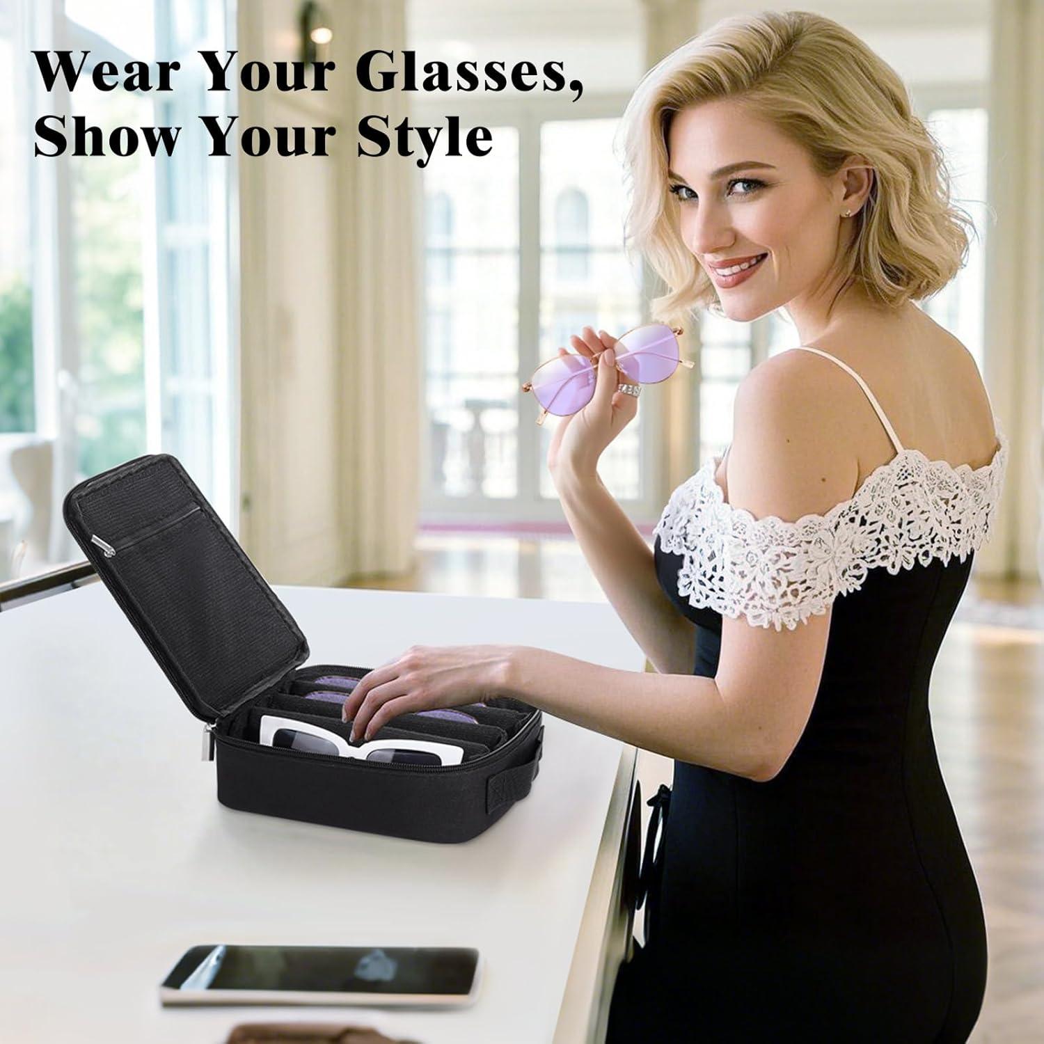 Estuche Organizador de Gafas MoKo Negro 4 Ranuras 27.5x18cm