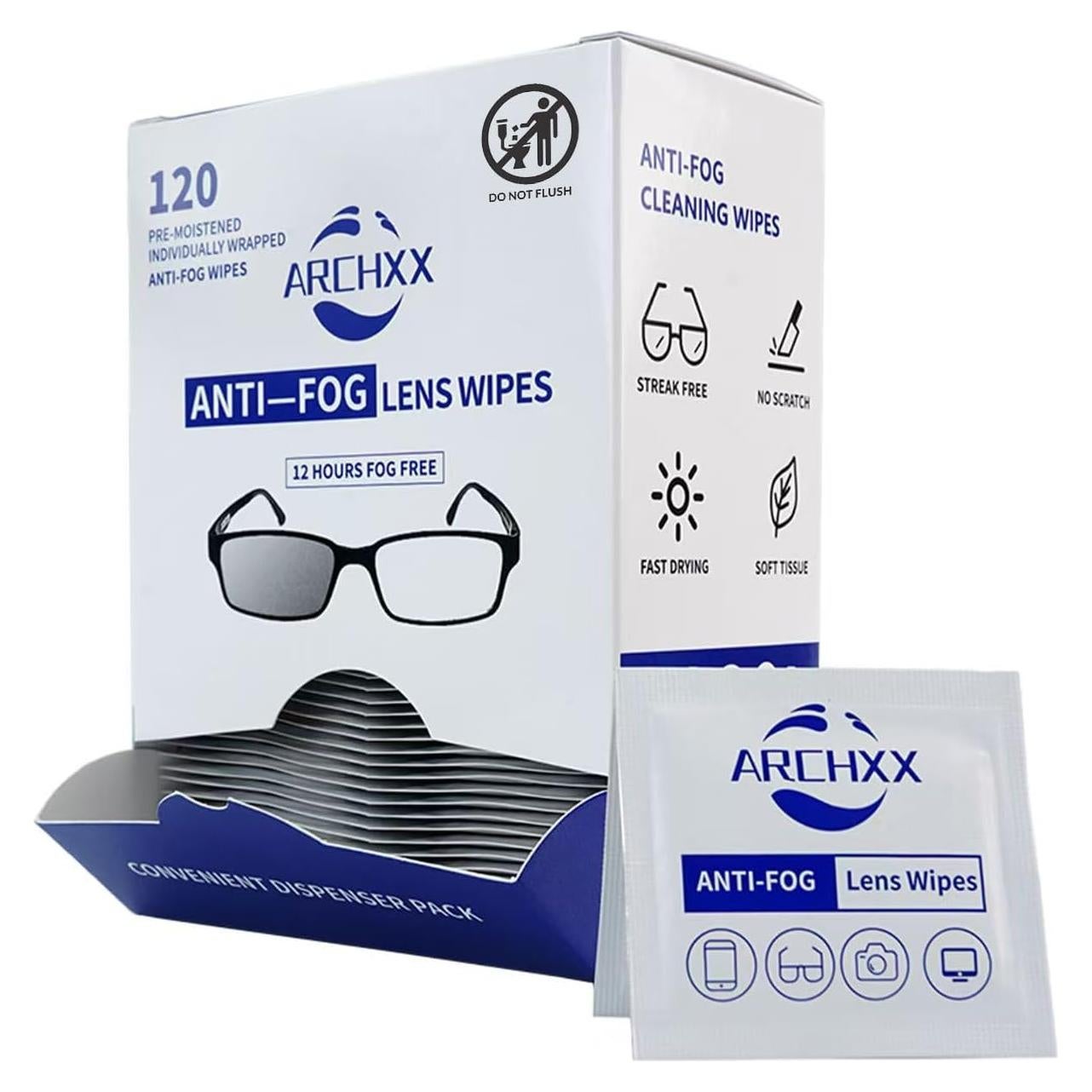 Toallitas Antivaho Archxx 120 Unidades Limpieza Lentes