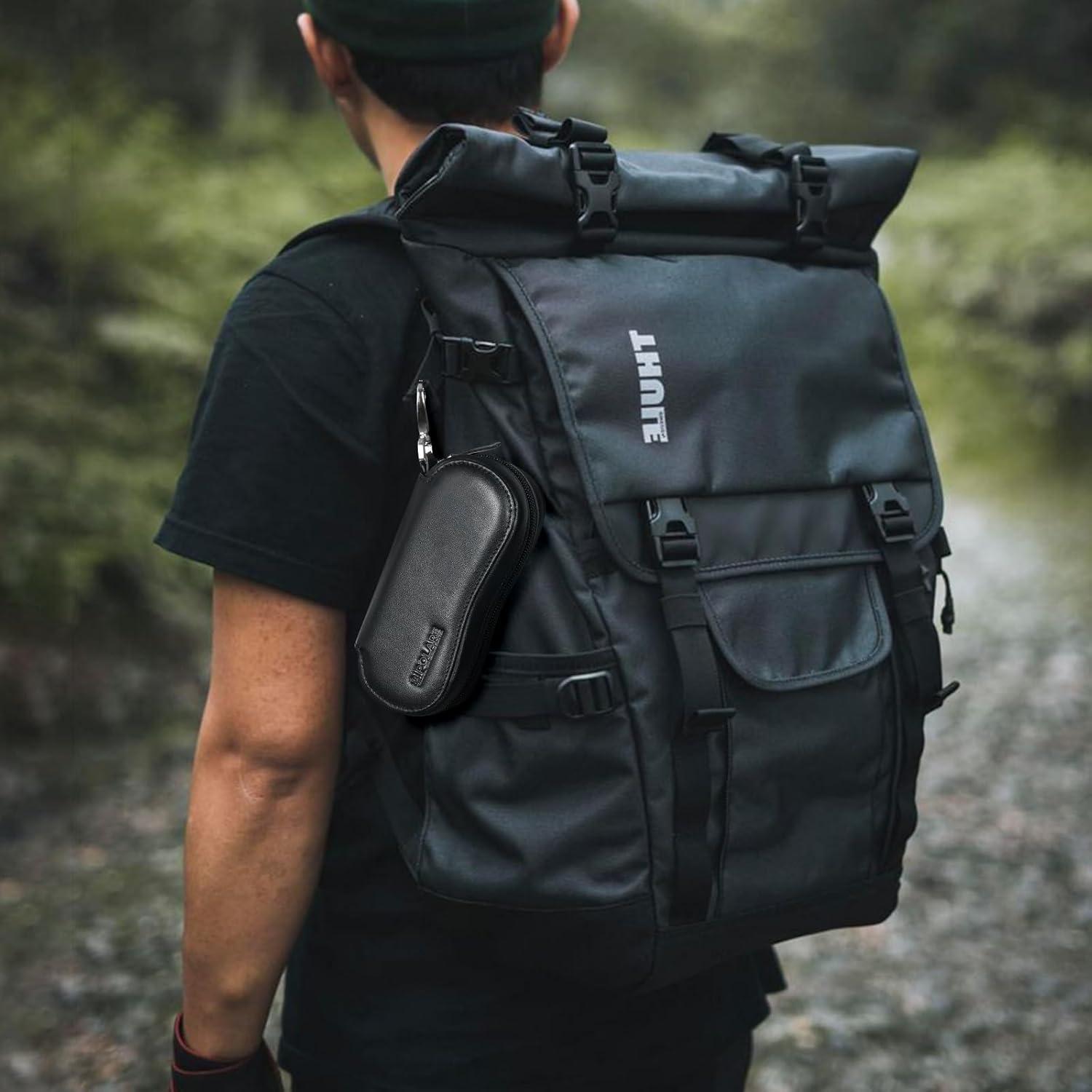 Funda de Gafas de Cuero Polare Marrón Oscuro con Cierre YKK