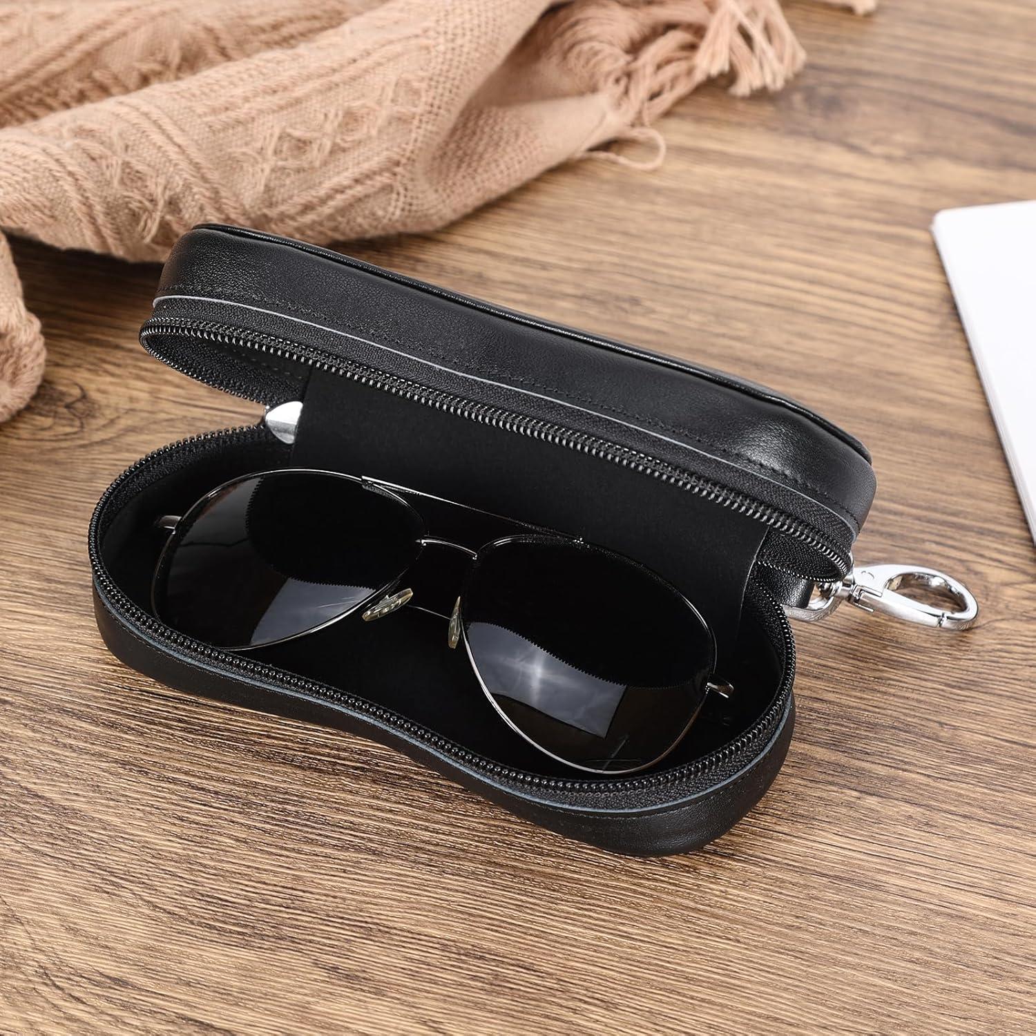 Funda de Gafas de Cuero Polare Marrón Oscuro con Cierre YKK