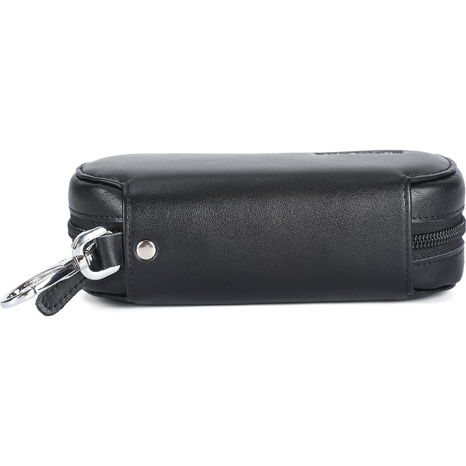 Funda de Gafas de Cuero Polare Marrón Oscuro con Cierre YKK