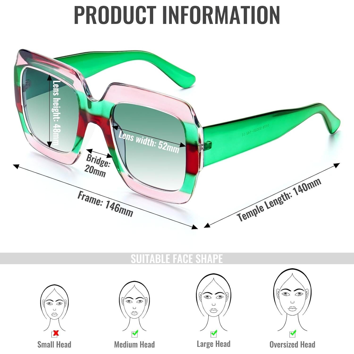 Gafas de sol cuadradas STORYCOAST UV400 para mujer