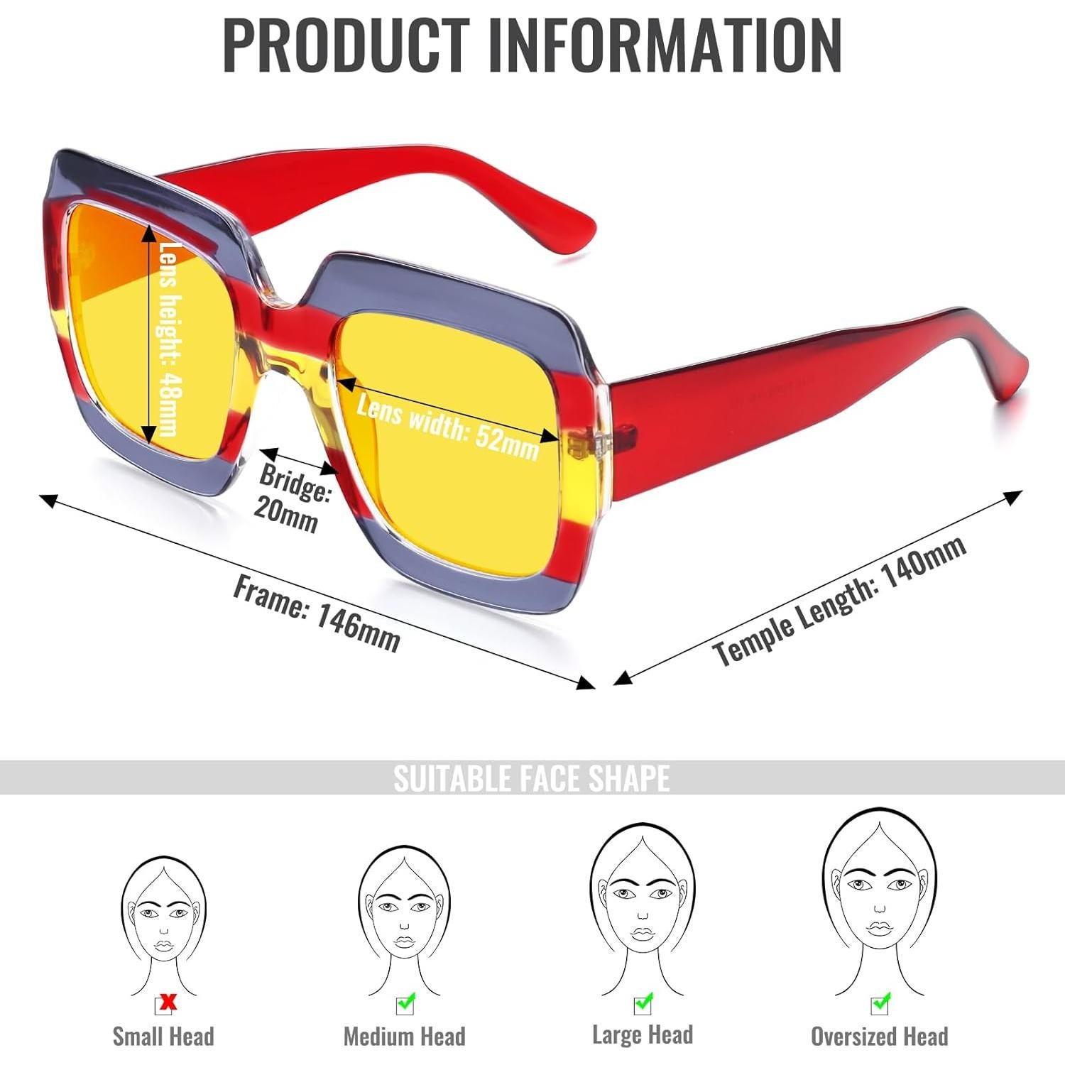 Gafas de sol cuadradas STORYCOAST UV400 para mujeres