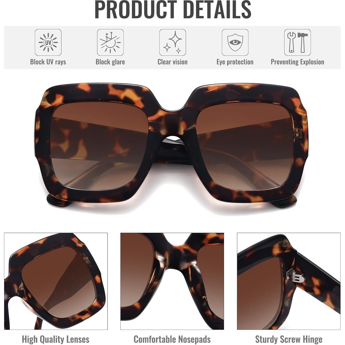 Gafas de sol cuadradas STORYCOAST UV400 para mujer