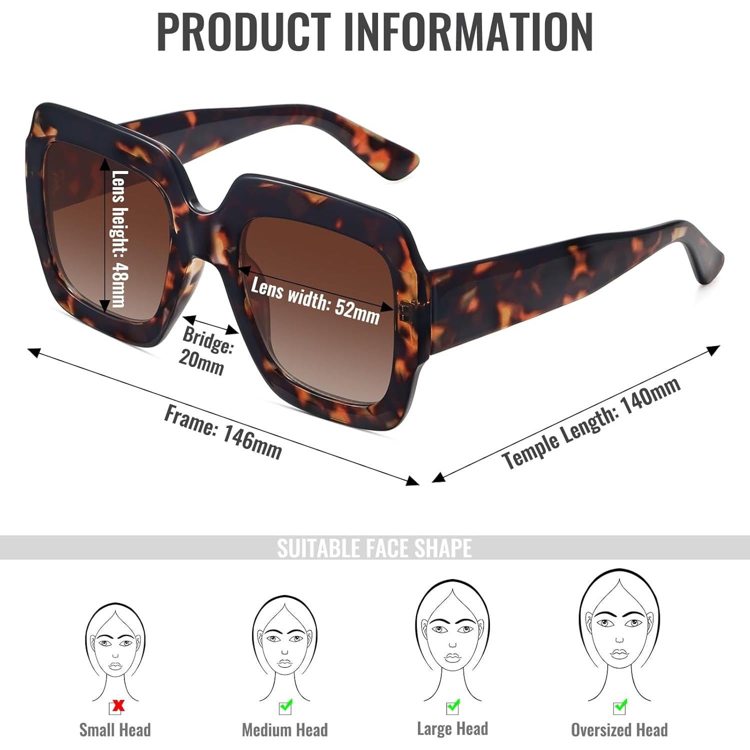 Gafas de sol cuadradas STORYCOAST UV400 para mujer