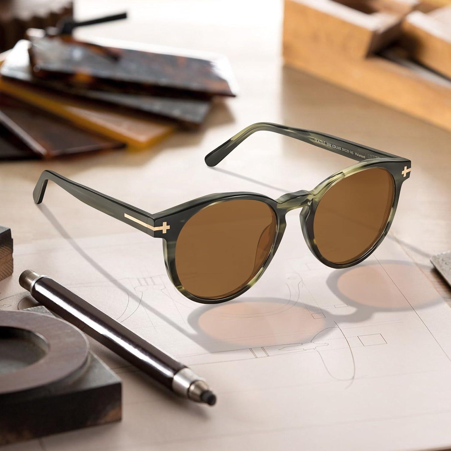 Gafas de sol AVAWAY polarizadas para hombres redondas UV400