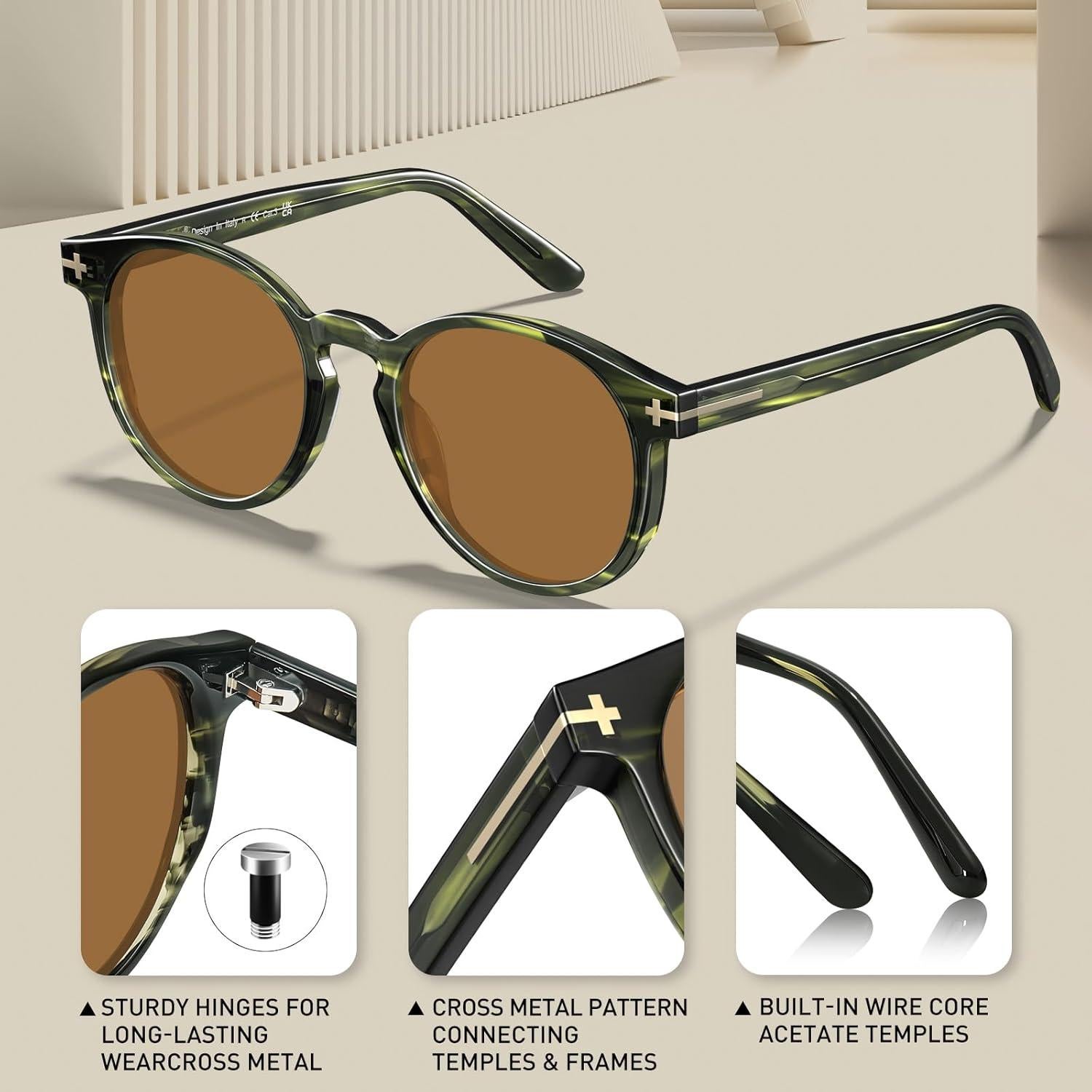 Gafas de sol AVAWAY polarizadas para hombres redondas UV400