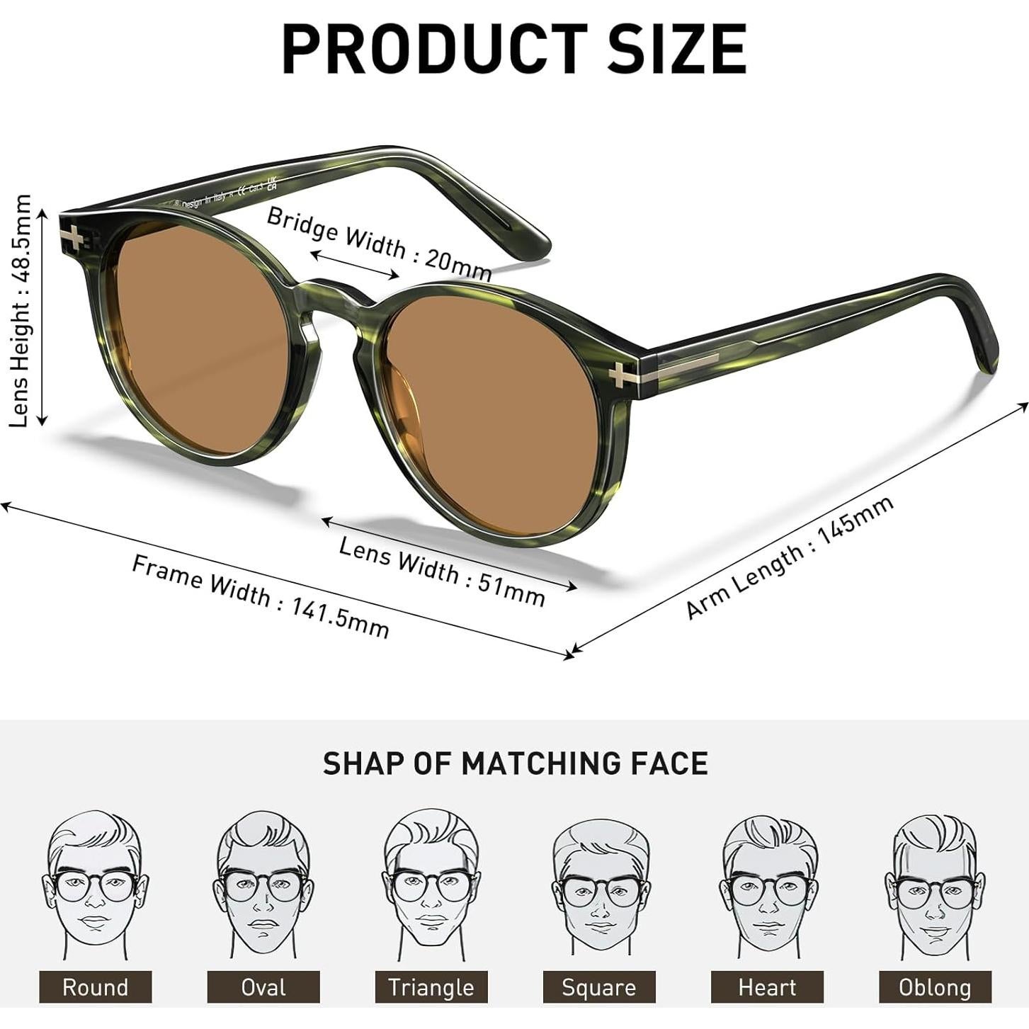 Gafas de sol AVAWAY polarizadas para hombres redondas UV400