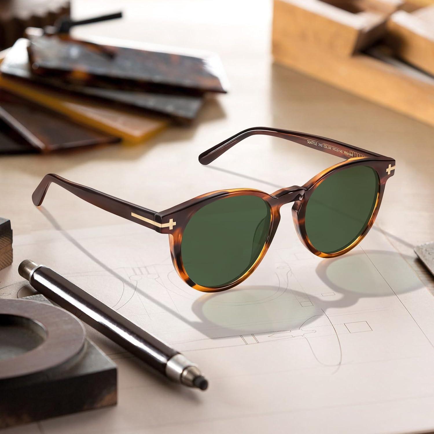 Gafas de sol polarizadas AVAWAY para hombres redondas UV400