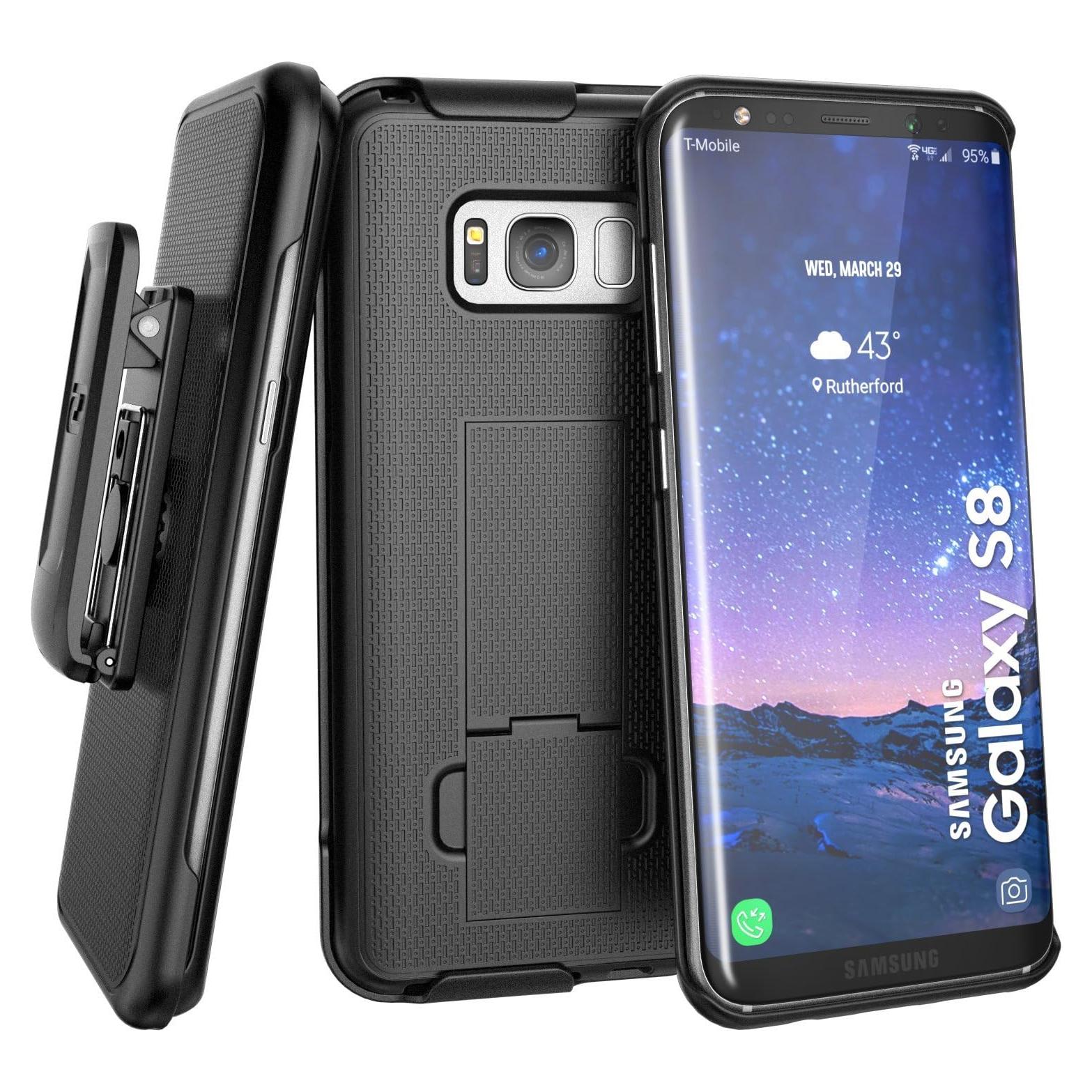 Funda con clip de cinturón Encased para Galaxy S8 - Negro