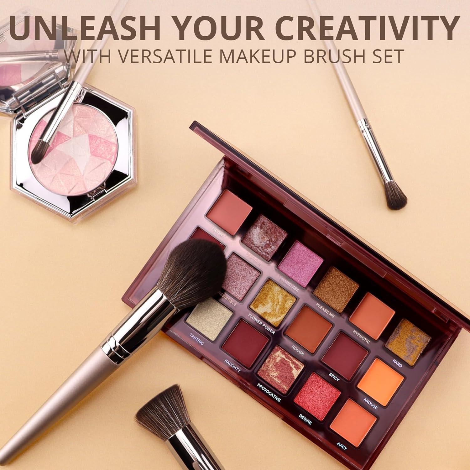 Juego de Brochas de Maquillaje BEAKEY Veganas Suaves 19x9x4.7cm