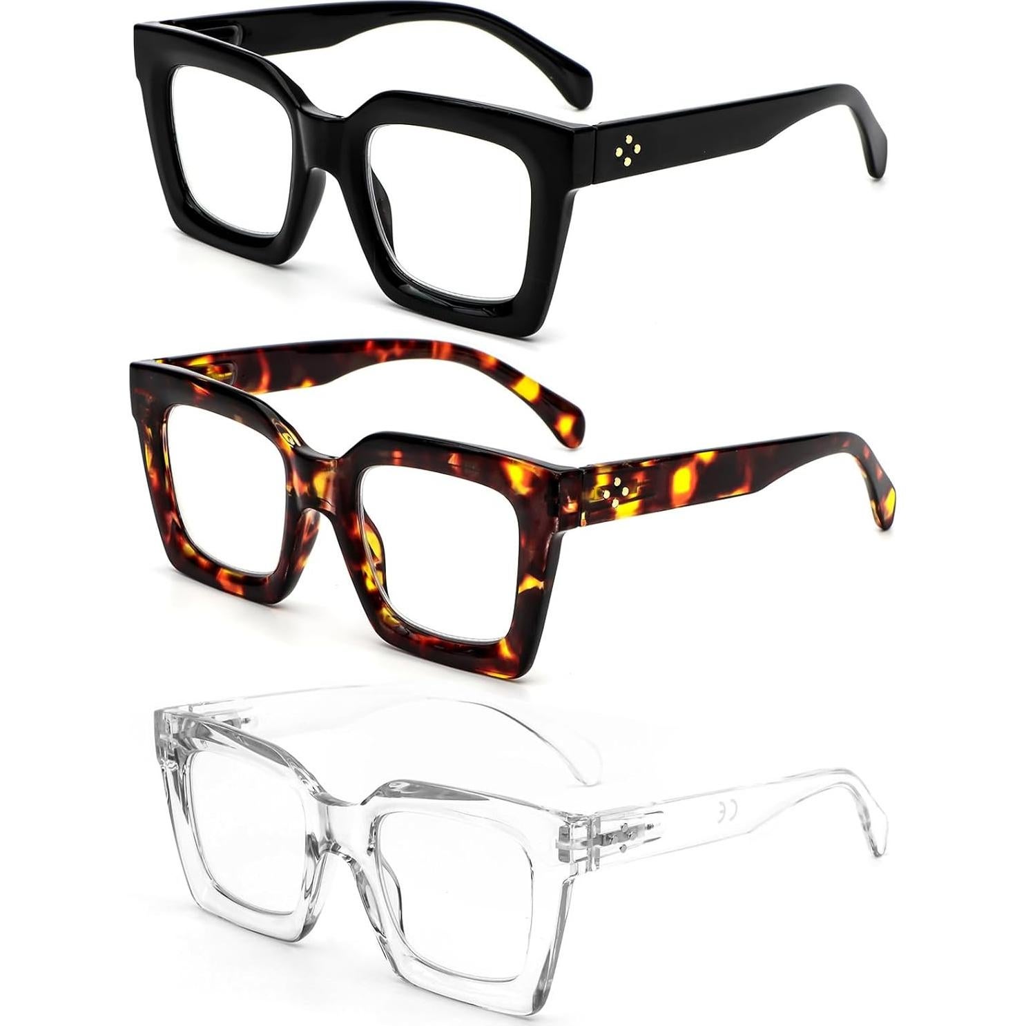 Gafas de Lectura REAVEE Paquete de 3 con Bloqueo Luz Azul