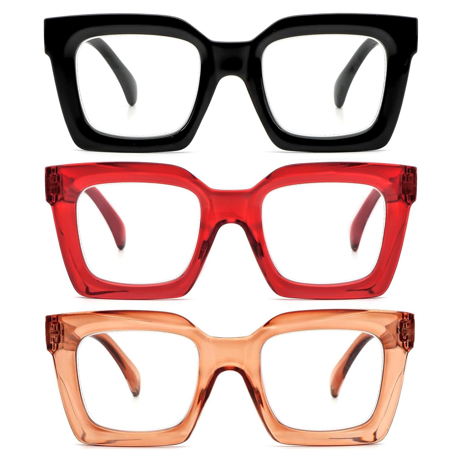 REAVEE Paquete 3 Gafas Lectura Mujeres Bloqueo Luz Azul