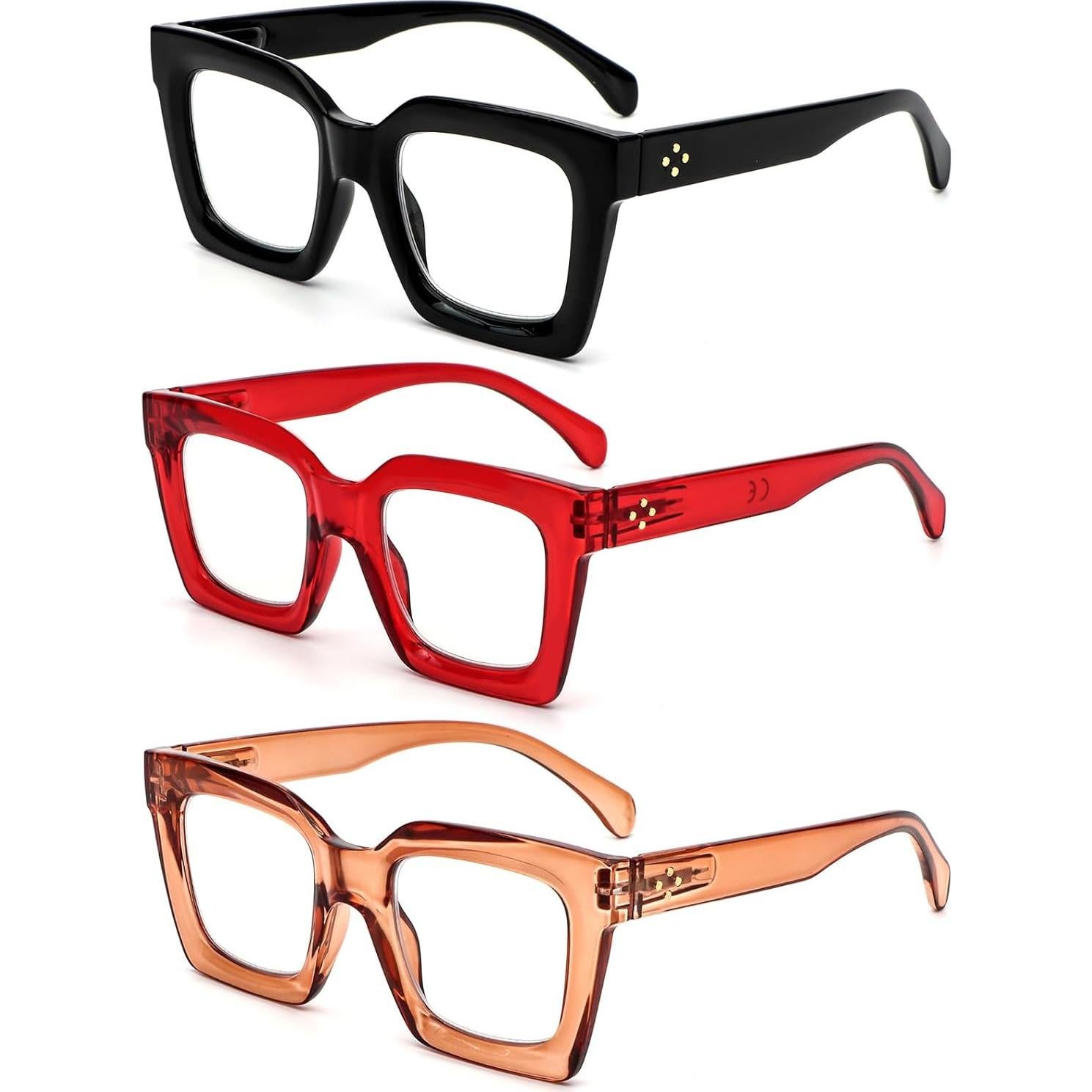 REAVEE Paquete 3 Gafas Lectura Mujeres Bloqueo Luz Azul