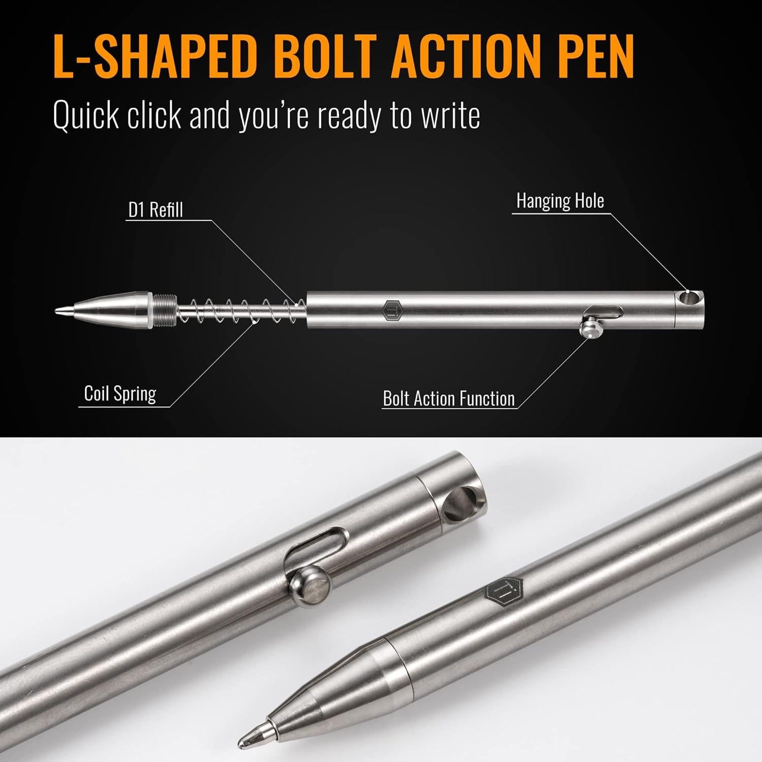 Bolígrafo retráctil KeyUnity KP00 de titanio plata fina