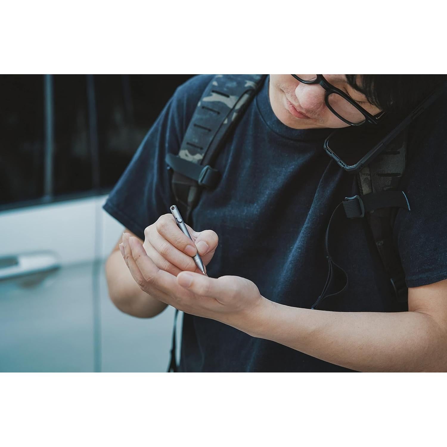 Bolígrafo retráctil KeyUnity KP00 de titanio plata fina