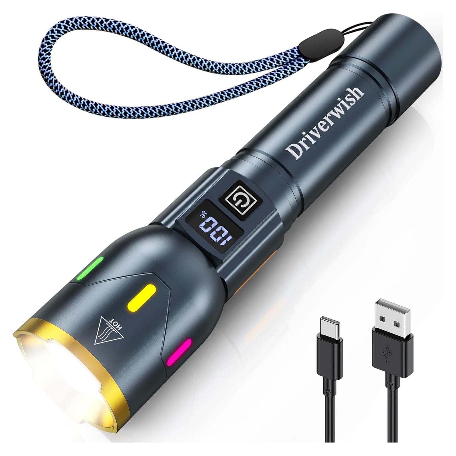 Linterna LED Driverwish W3 Recargable 1000 Lúmenes 3 Modos