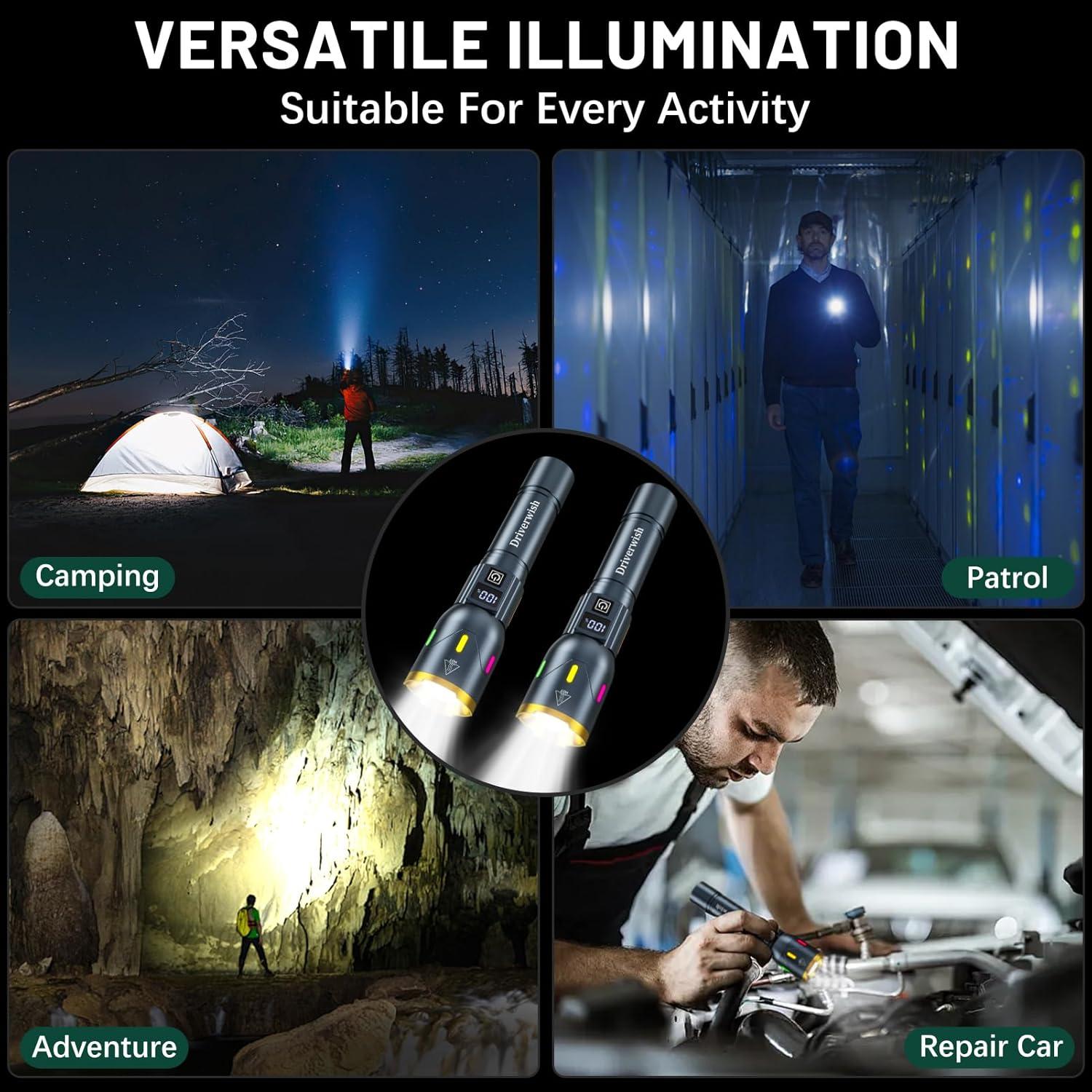 Linterna LED Driverwish W3 Recargable 1000 Lúmenes 3 Modos