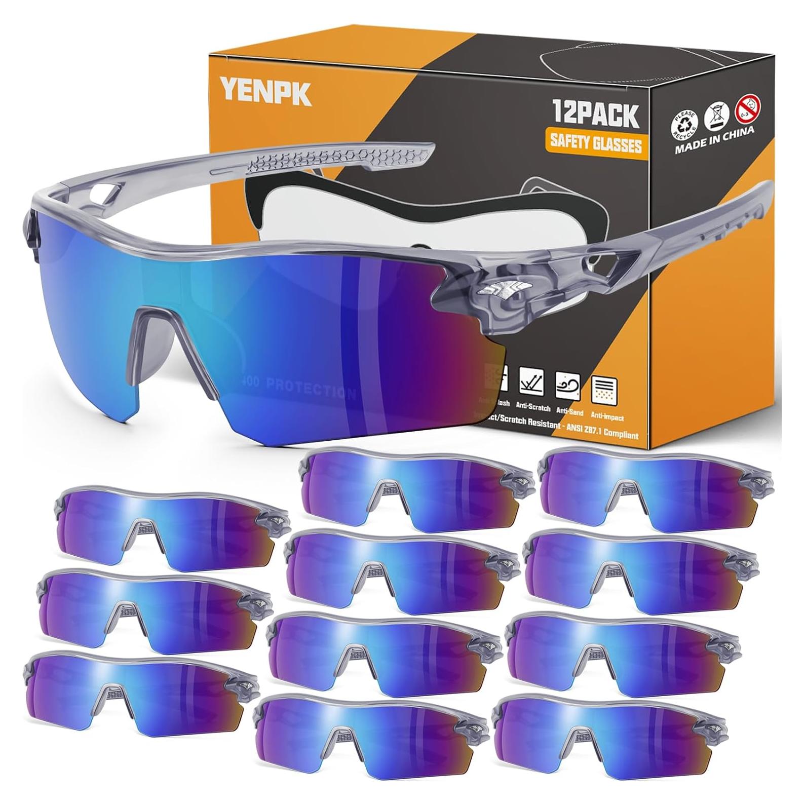 Paquete de 12 Gafas de Seguridad YENPK ANSI Z87.1 UV