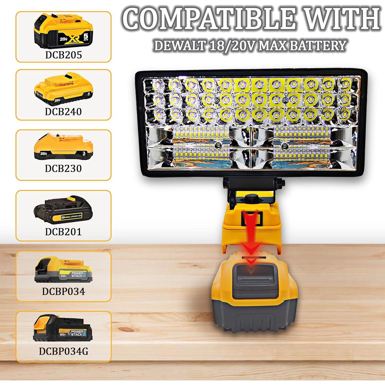 Luz de trabajo LED Dewalt 20V 90W 5400LM USB portátil