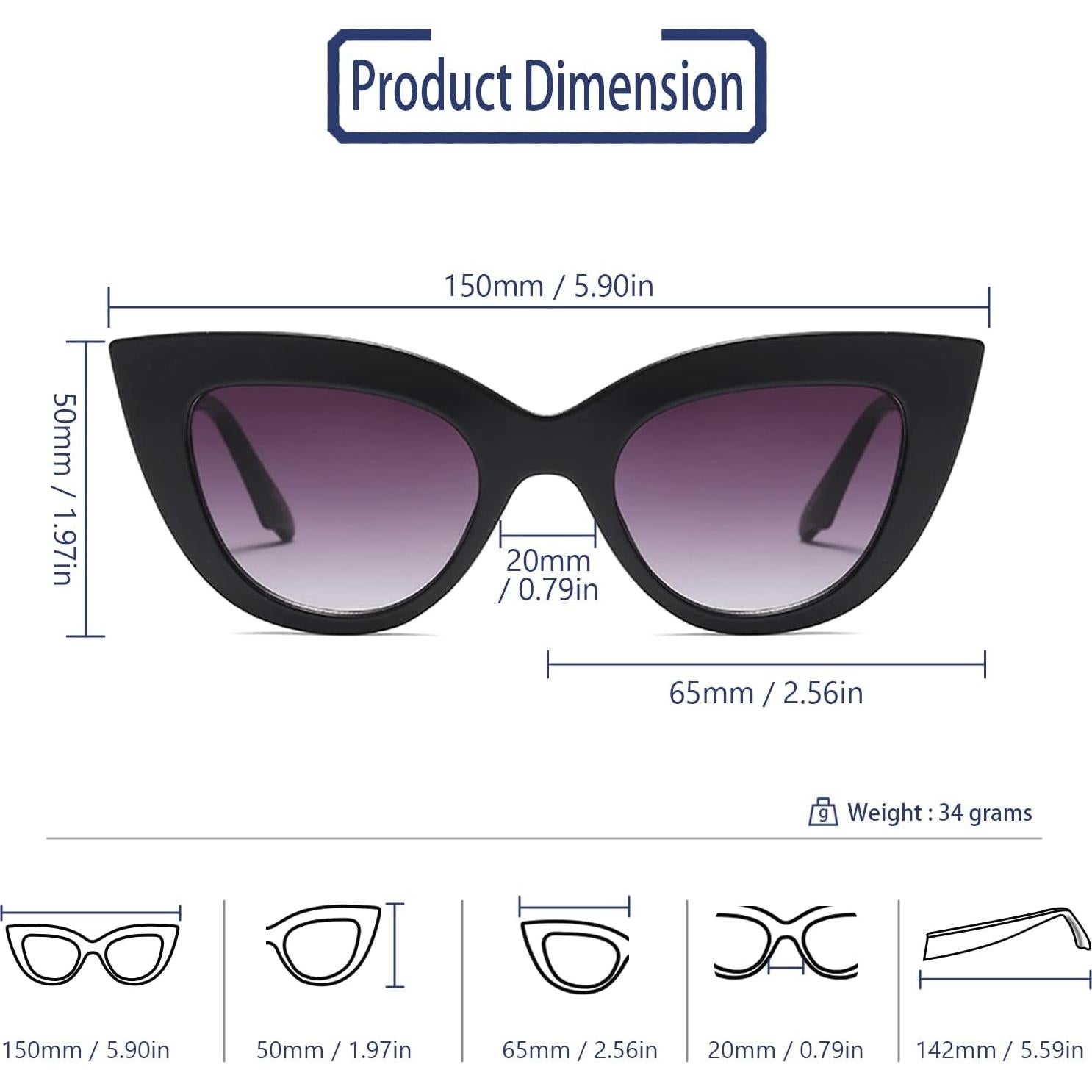 Gafas de sol cateye retro Freckles Mark UV400 para mujeres