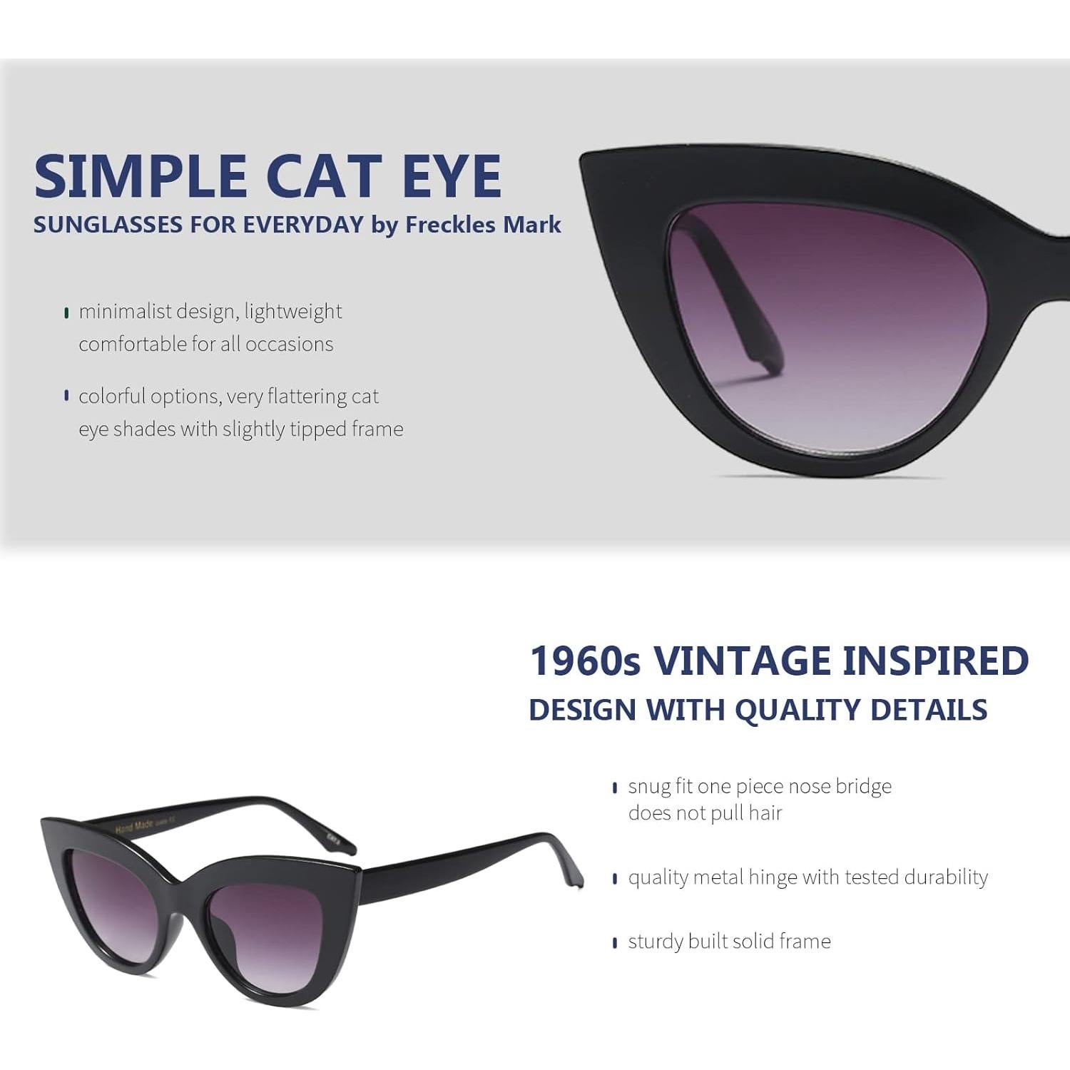 Gafas de sol cateye retro Freckles Mark UV400 para mujeres