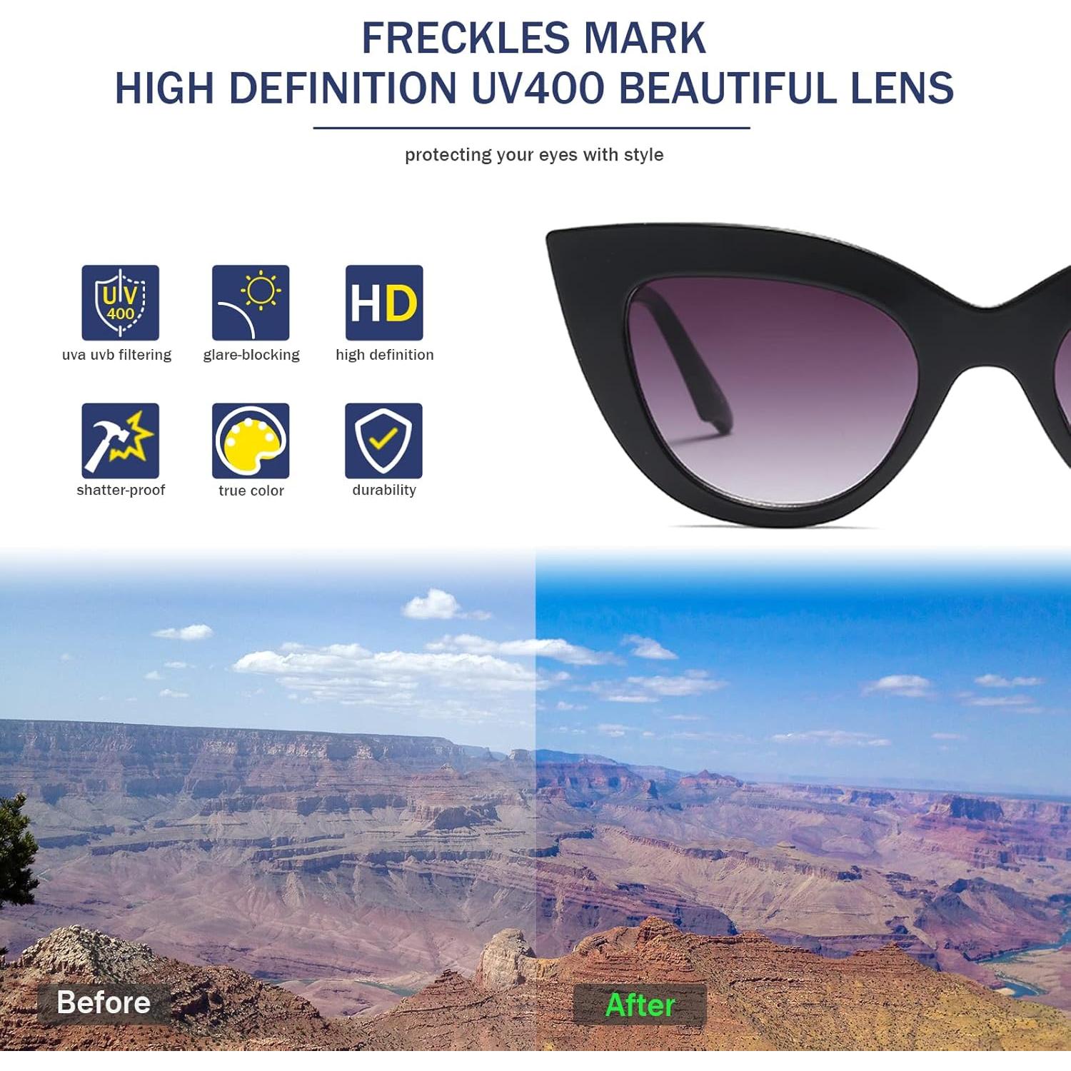 Gafas de sol cateye retro Freckles Mark UV400 para mujeres